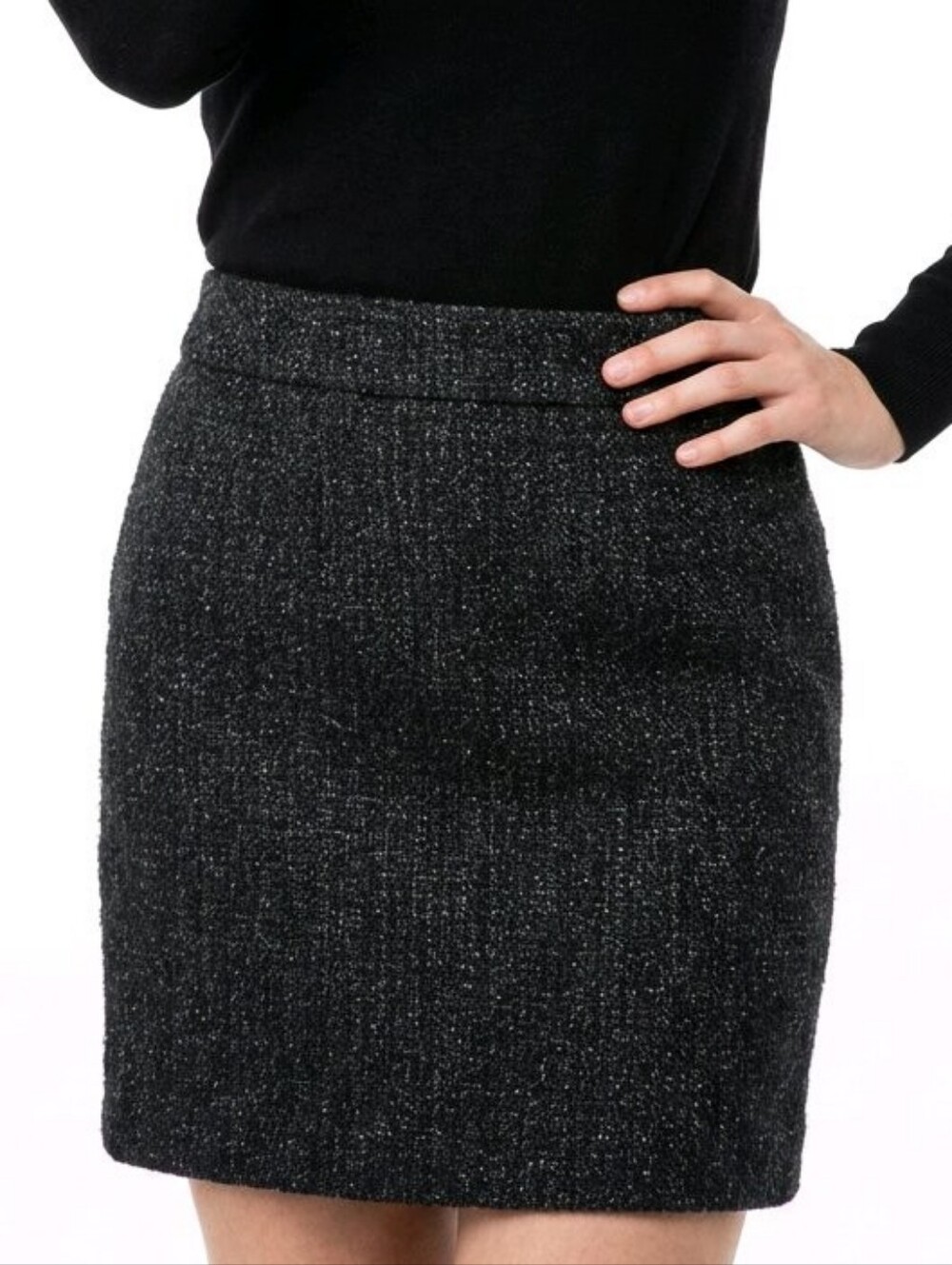 Ann Taylor Black A Line Skirt Size 2 shimmering eyelash fabric